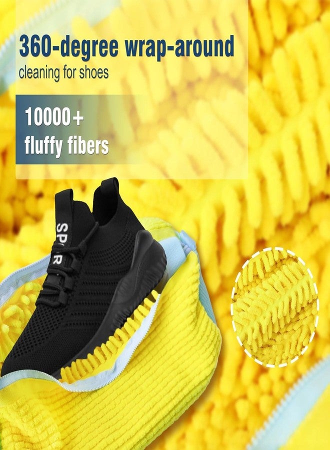 Delzon حقيبة تنظيف الأحذية من ديلزون، مصنوعة من ألياف ناعمة، تغطي 360 درجة، مزودة بسحاب آمن | لغسل الأحذية الرياضية، والأحذية الرياضية، وحمالات الصدر، والملابس الرقيقة | مصنوعة من قماش أكسفورد المتين - أصفر - Image 3